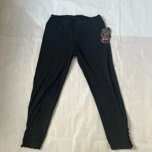 Hot Kiss black leggings stretch trousers pants Size 5 ( girls) Cut Out Details
